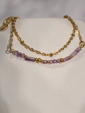 Amethyst gold plated stainless steel bracelet